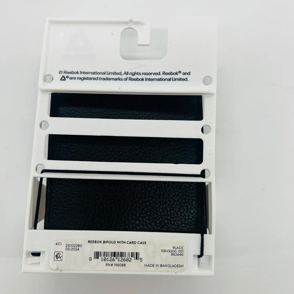 NEW Reebok Leather Bifold Wallet with Card Case RFID‎ Protected Black